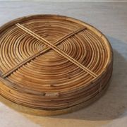 Bauhaus rattan tray with gilded brass edge, G. Crespi