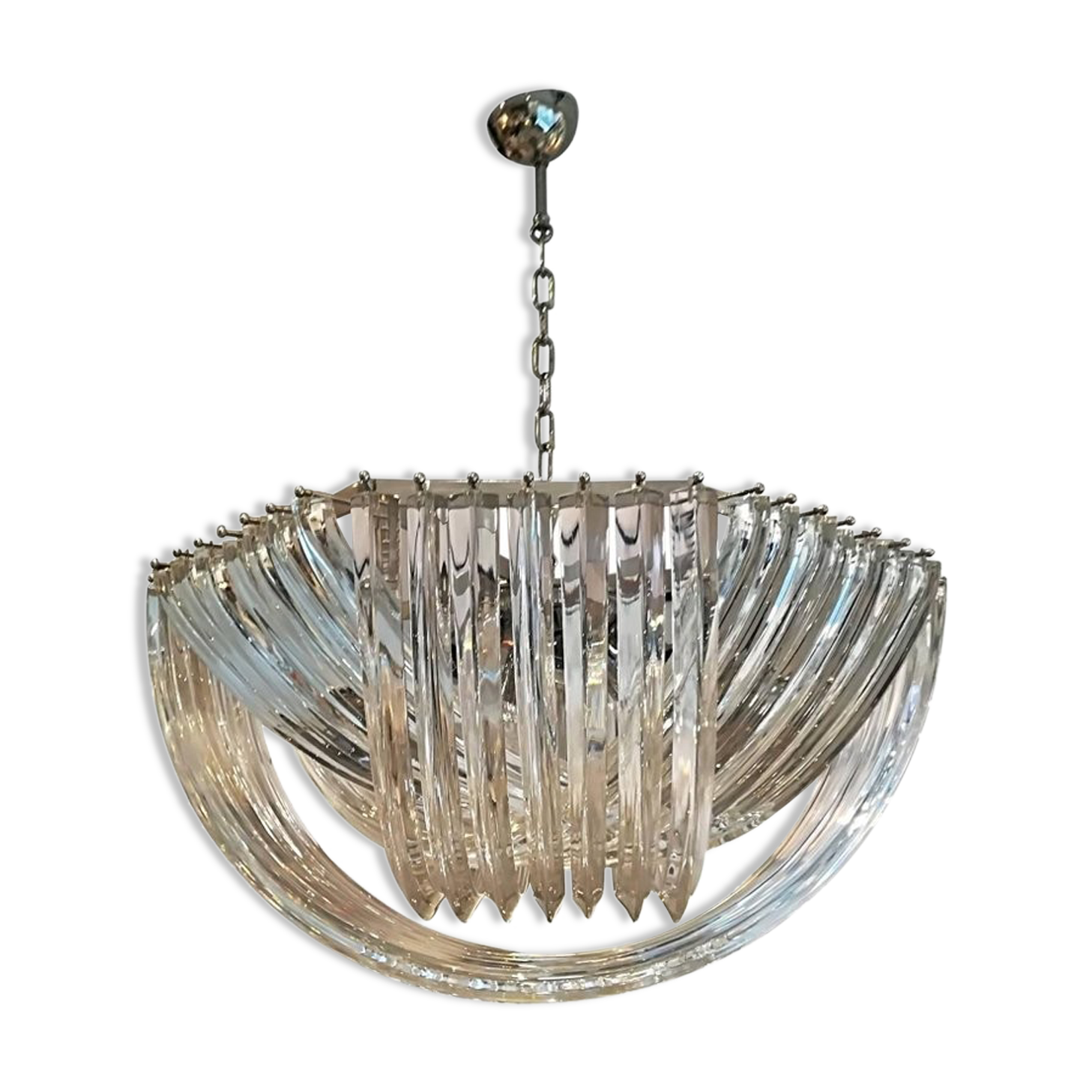Lustre en cristal courbé de Murano