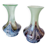 2 exclusive Loetz Violet vases in Bohemian crystal from 1899.