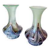 2 vases exclusifs Loetz Violet en cristal de Bohême de 1899.