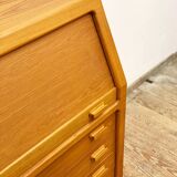 Danish Mid Century Teak Writing Cabinet, Bureau or Secretary Desk with roll top, 1960s