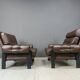 Pair of leather armchairs made in Denmark, 1960s