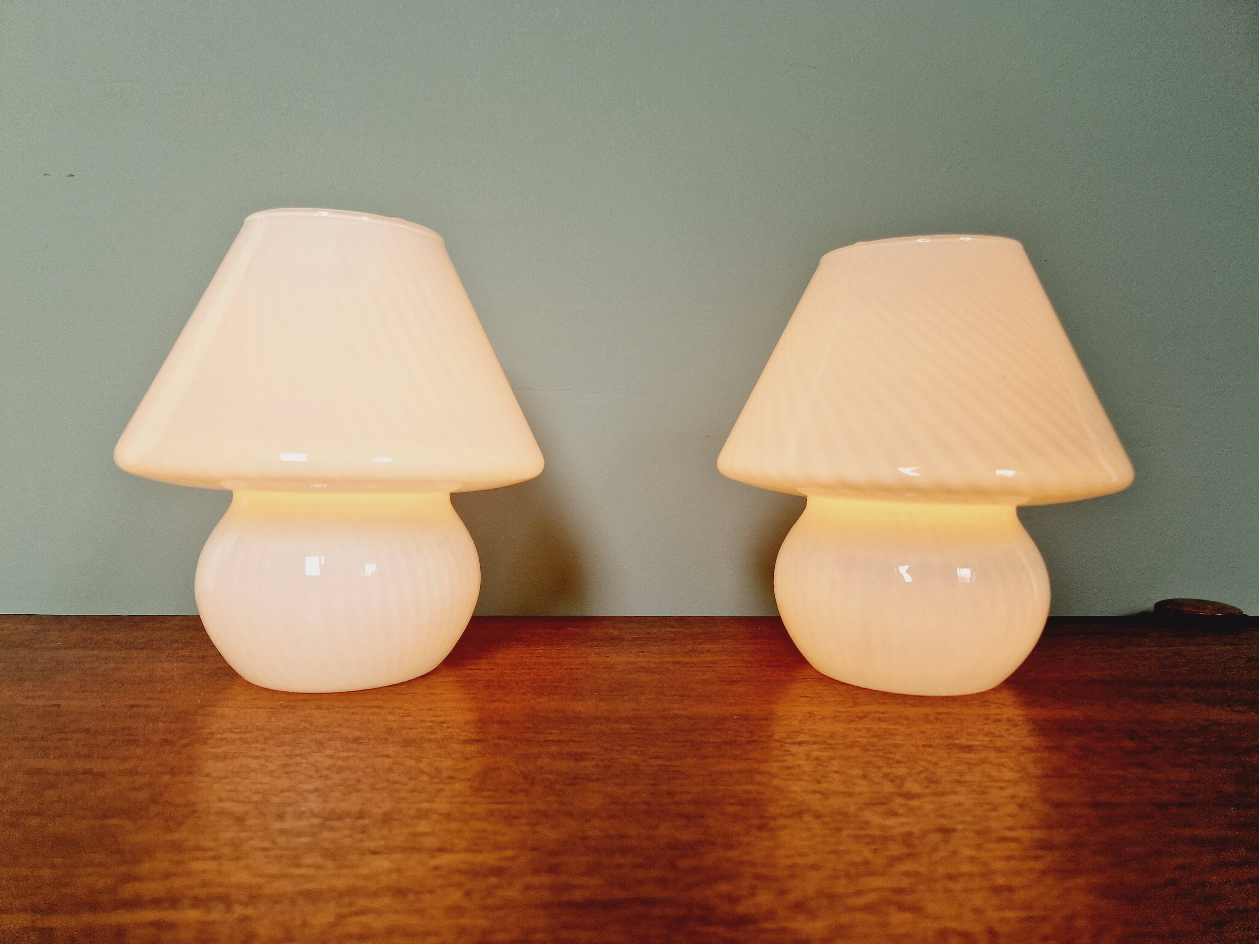 Pair of Murano glass mushroom lamps, 1970s-80s