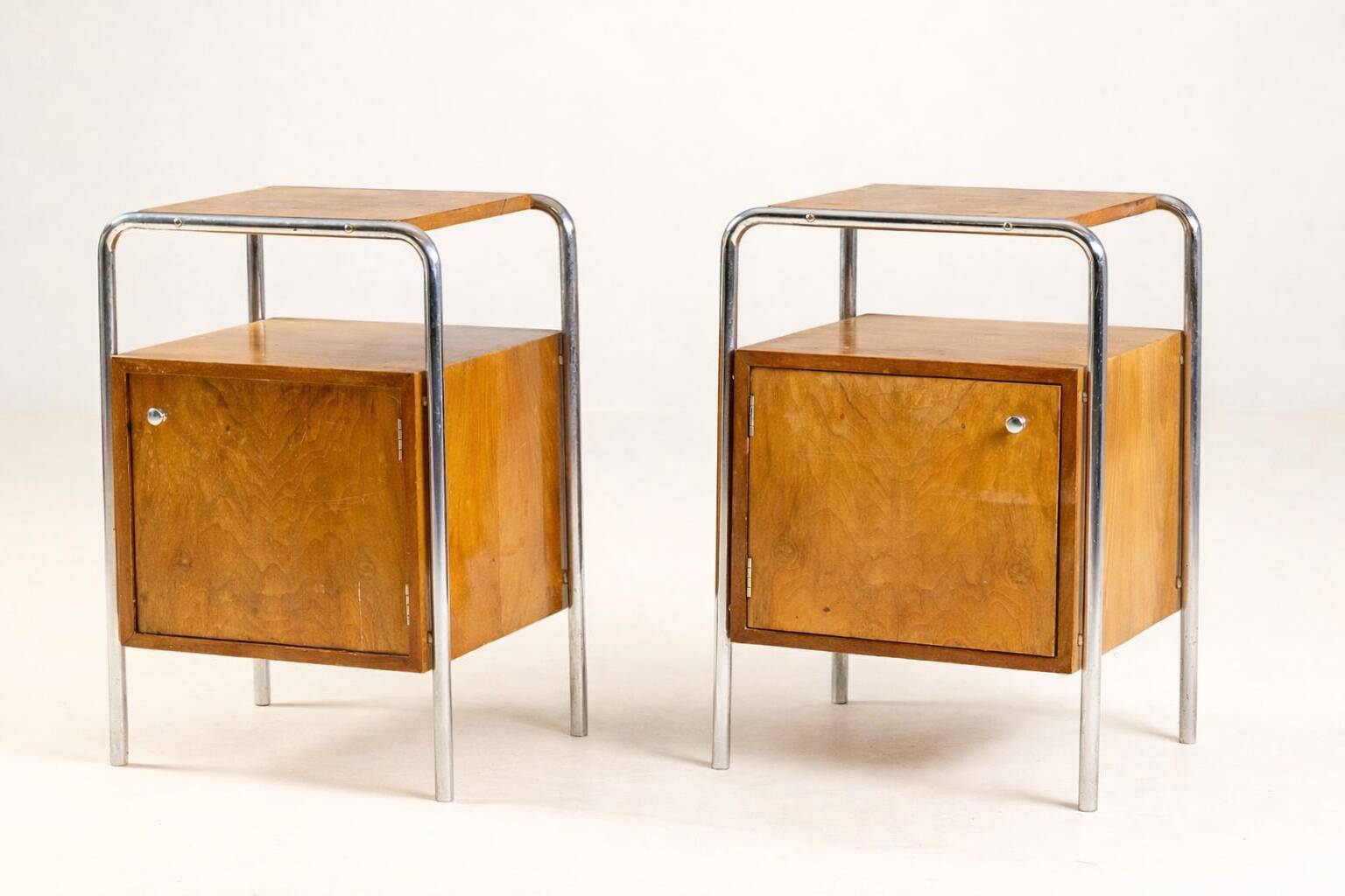 Pair of bedside tables, 1930s–1940s, Czechoslovakia