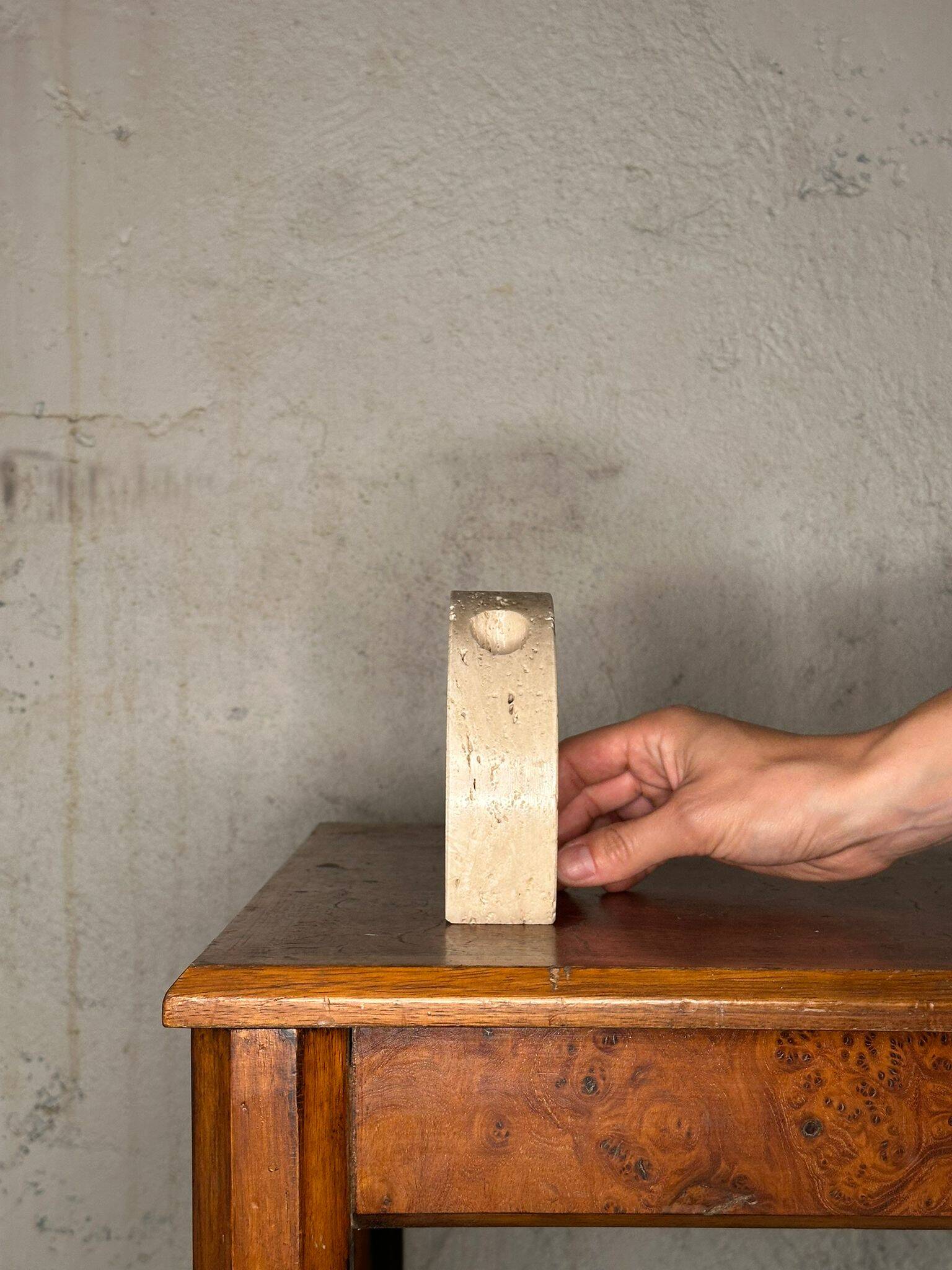Travertine candle holder
