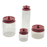 Set of 4 vintage tupperware cristal / bordeaux ,