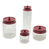 Lot de 4 tupperware vintage cristal / bordeaux ,