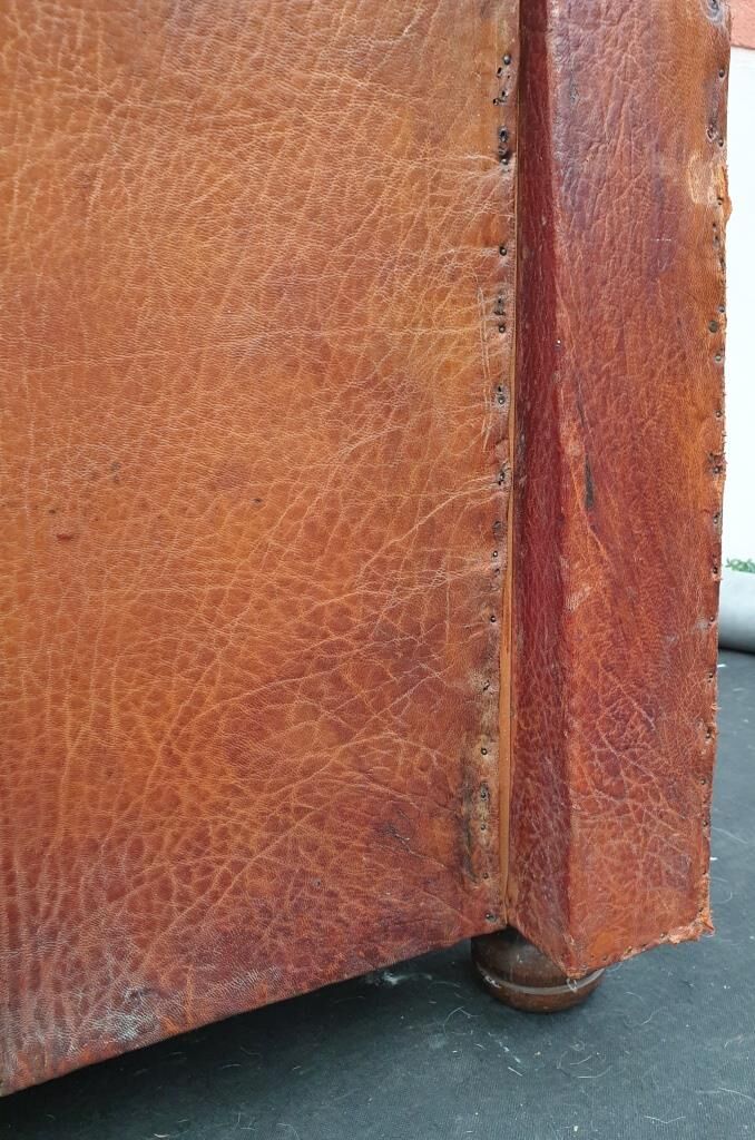 Vintage studded leather club sofa 50/60