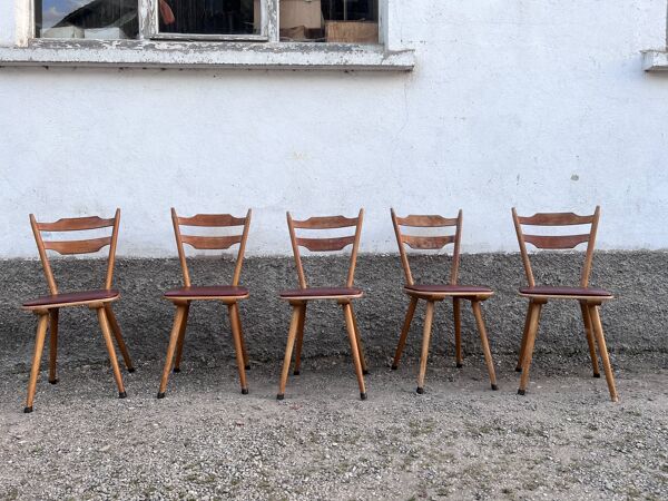 Chaise bistrot brasserie vintage scandinave galette coloré - 1950 1960