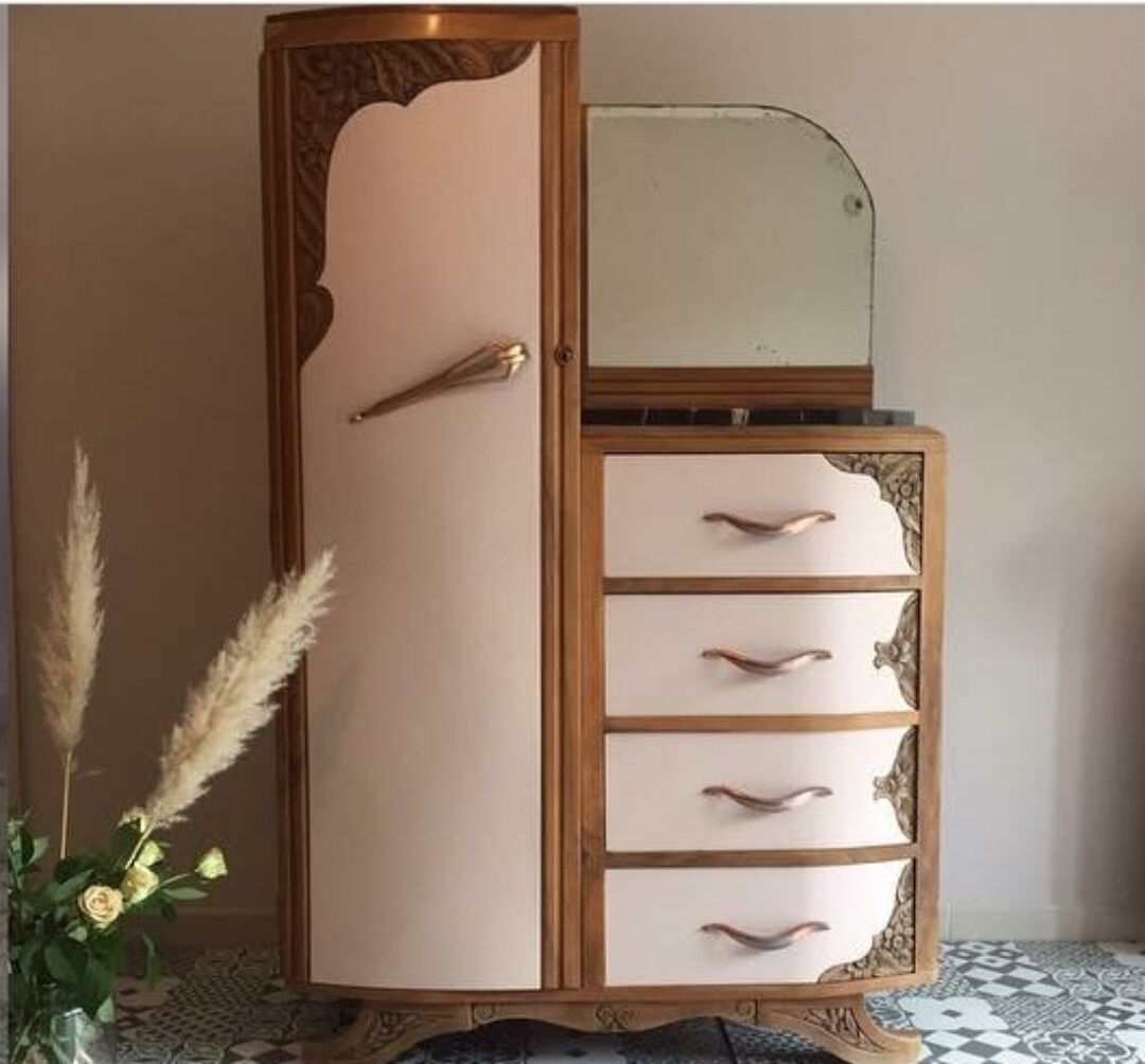 Commode wardrobe art deco pink