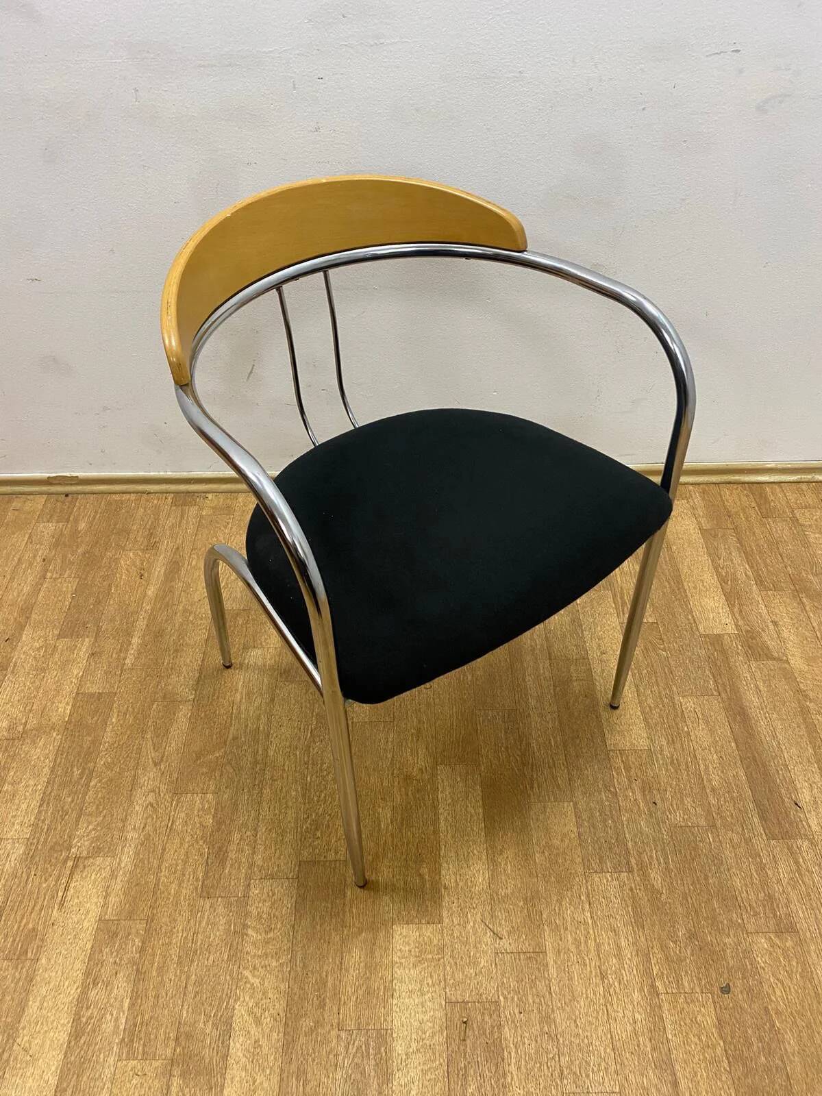 Dining set, mid-century, chrome tube frame, 1980s