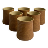 6 vintage stoneware tumblers