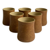 6 vintage stoneware tumblers