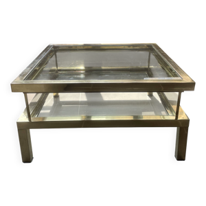 table basse vintage années - laiton chrome