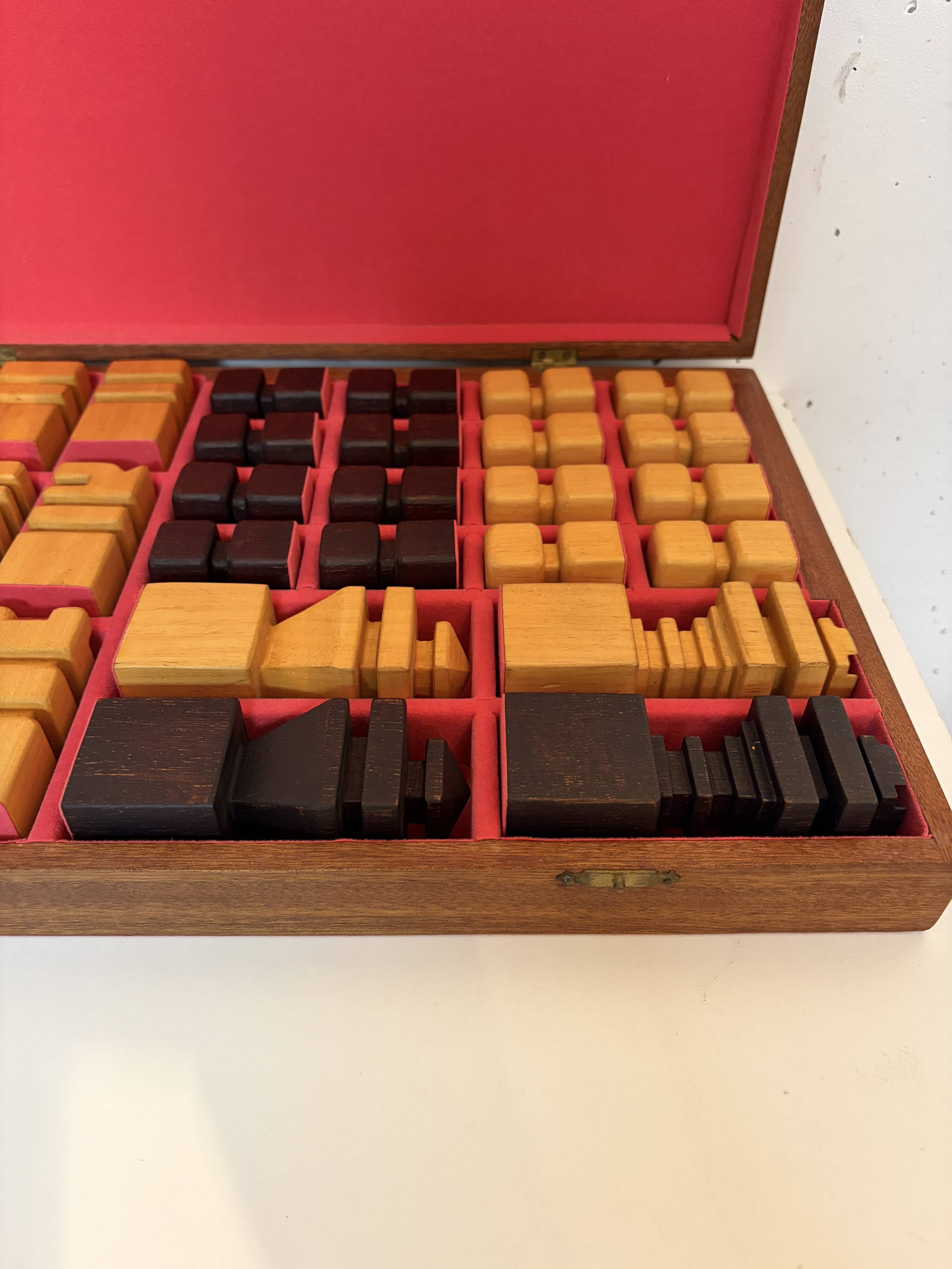 Wooden chess set, 1970