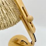 Lampe articulée en bois et corde, années 70