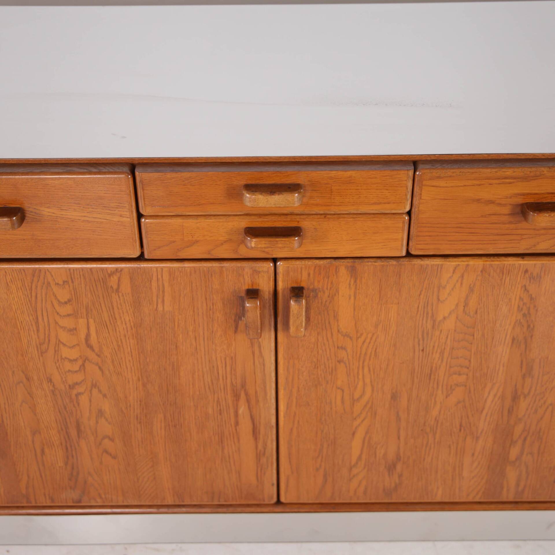 Oak and brushed metal sideboard