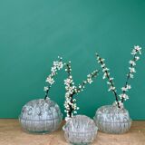 Set of three vintage glass flower holders