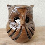 Stoneware owl candle holder