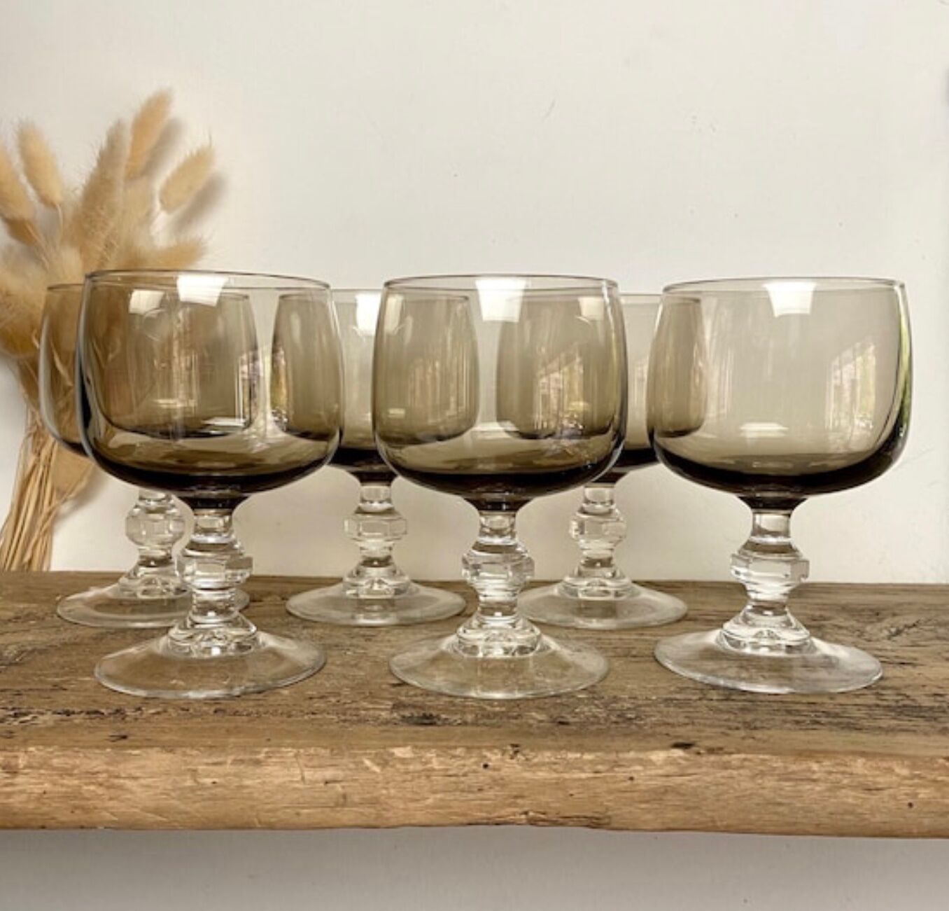 Set of 6 smoked glasses luminarc france
