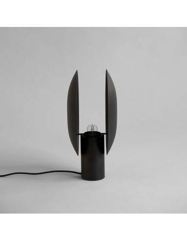 Black, oxidized aluminum table lamp, contemporary work.
