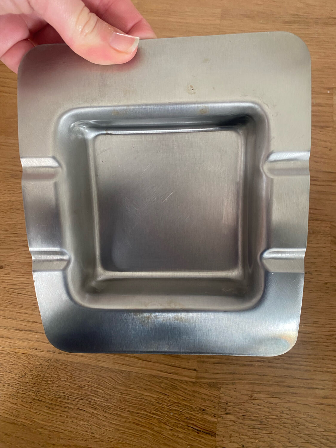 Vintage stainless steel ashtray and pocket tray