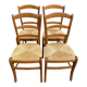 Lot de 4 chaises campagnard bois massif paillées 1980