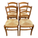 Lot de 4 chaises campagnard bois massif paillées 1980