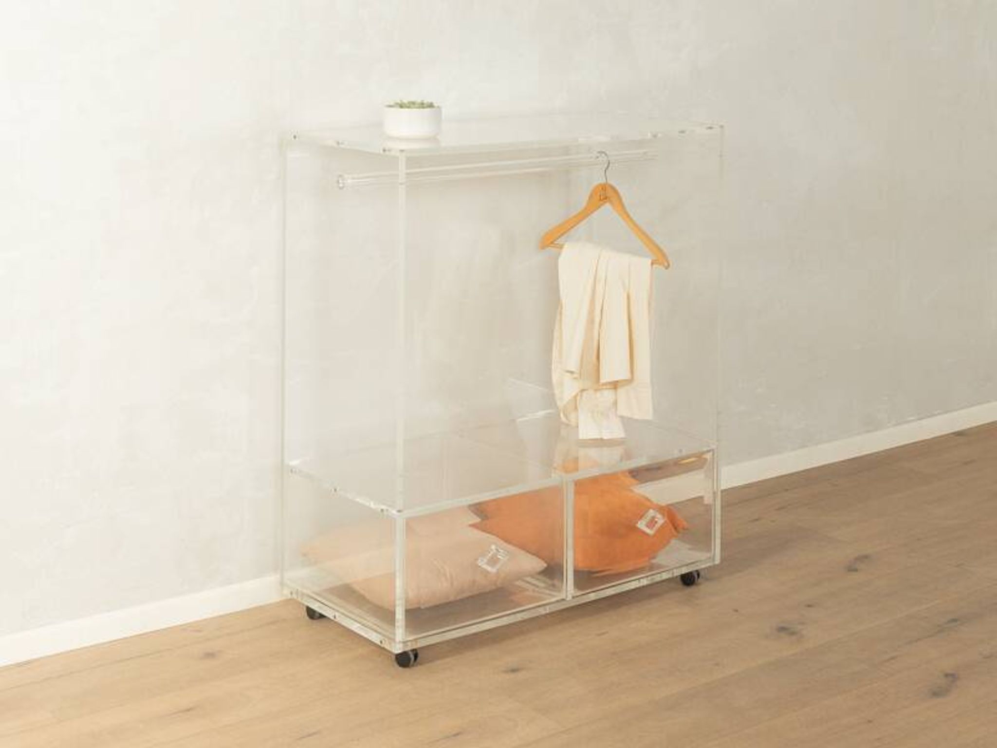 Minimalist chest of drawers from the 1980s, acrylic glass, unique piece