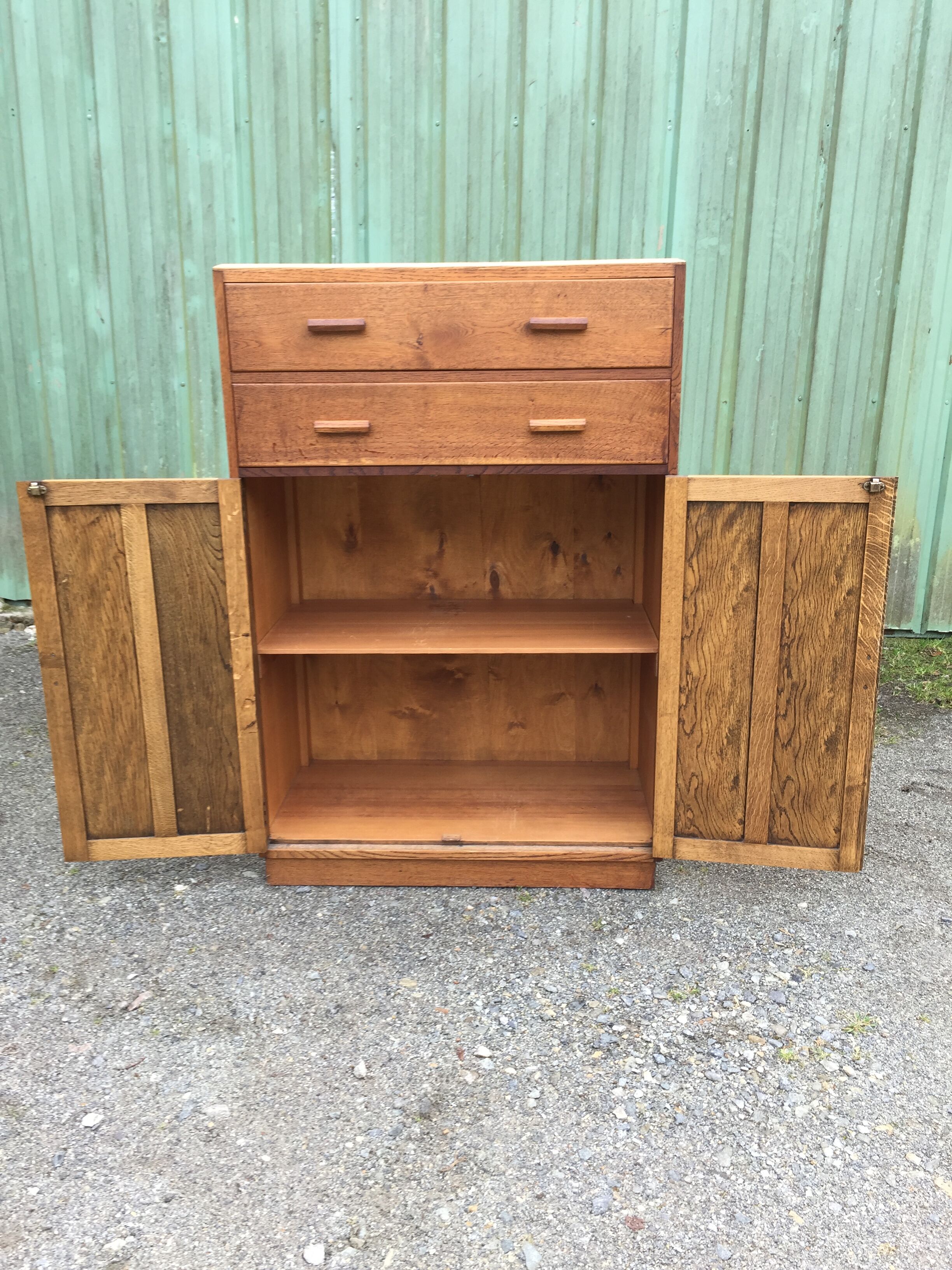 Vintage wardrobe said tall boy oak with 2 drawers and 2 doors