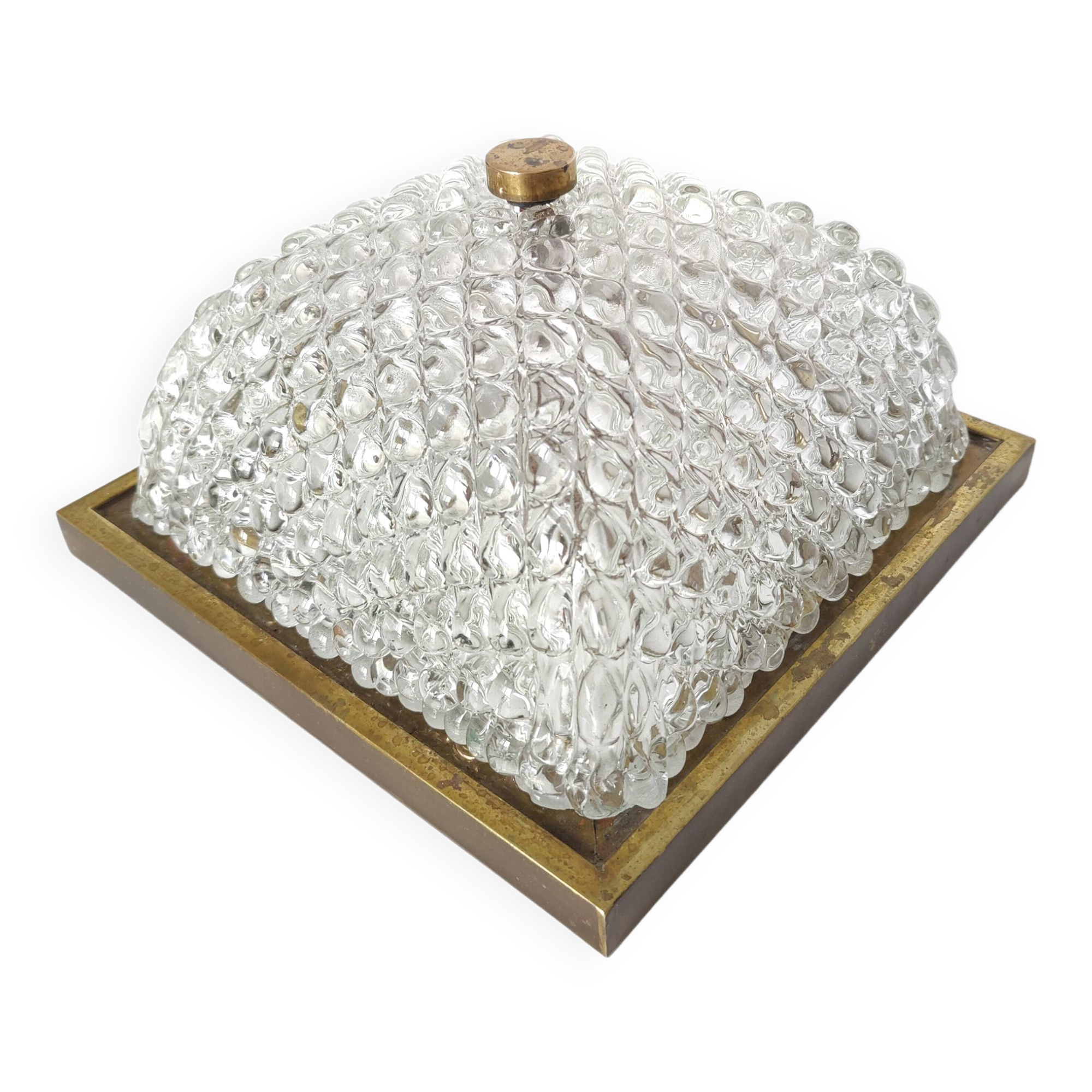 Golden globe ceiling light, bubble glass and brass