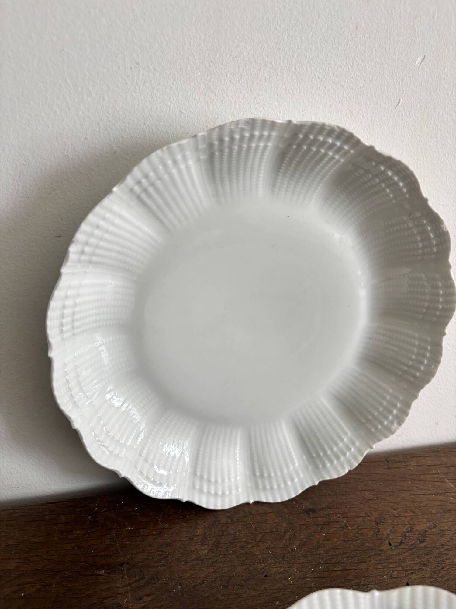 Set of 4 white porcelain deep plates – Giraud Limoges – 21.5