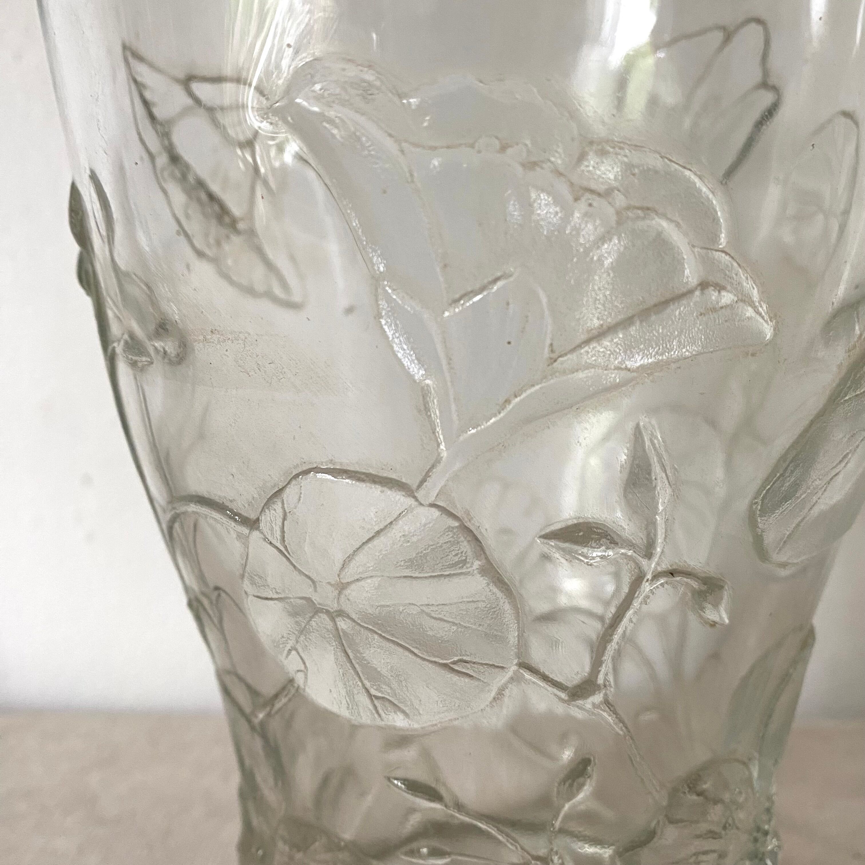 Antique glass vase with embossed nasturtiums
