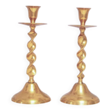 Set of 2 twisted gold candlesticks