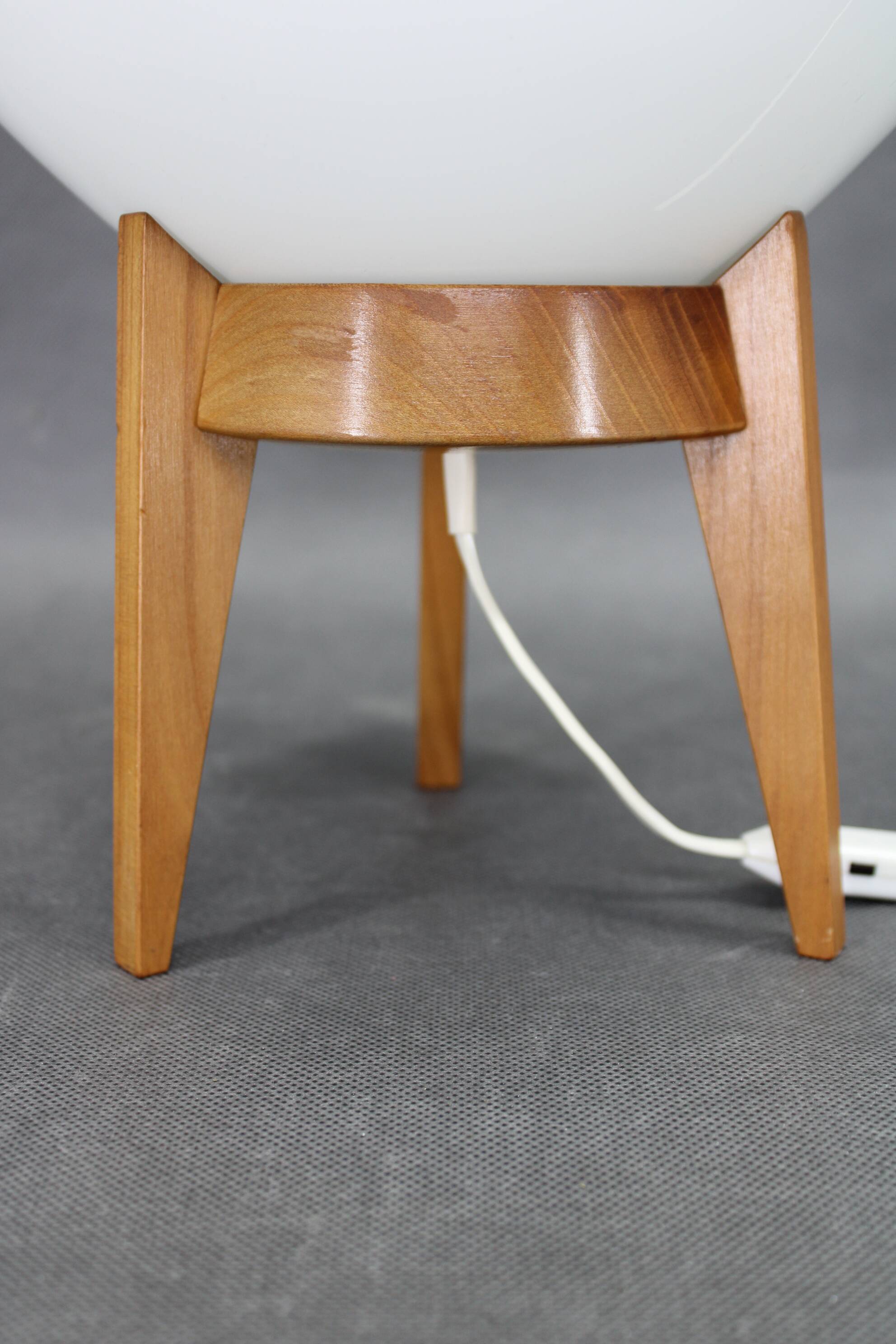 Mid-century czech uluv table lamp in maple wood and glass, 1960s
