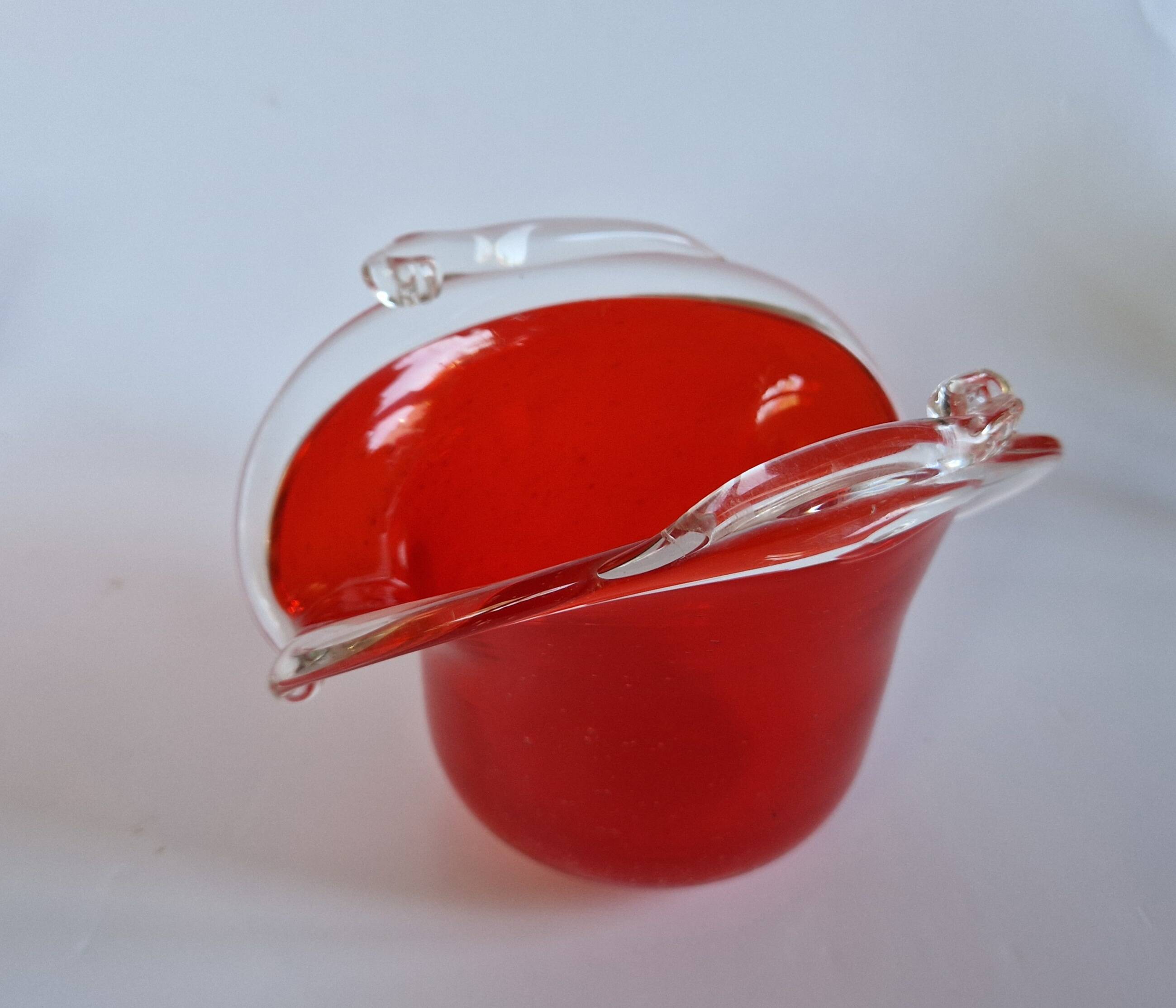 Vintage red Murano glass bowl Italy