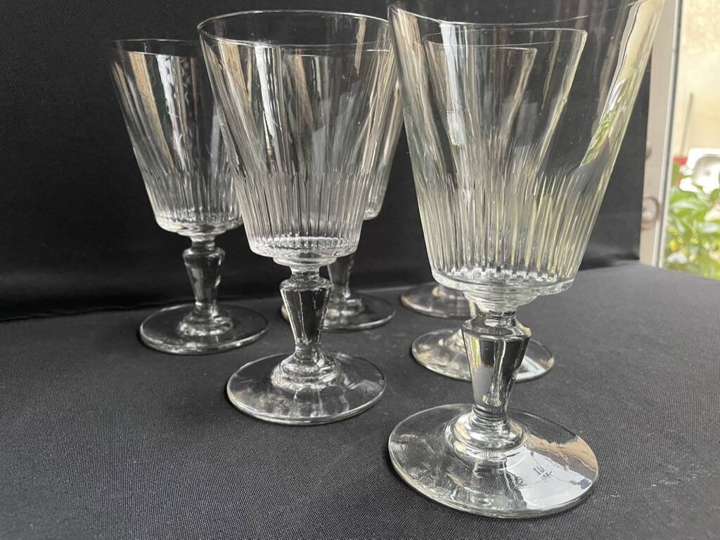 6 large blown and cut glasses from the 19th century