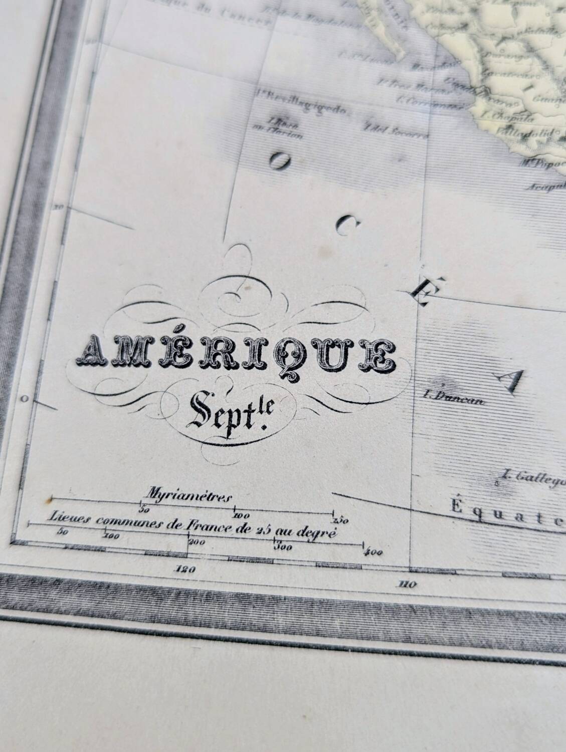 North America, old map, printed in 1852.