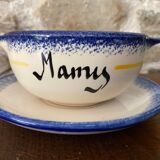 Breton bowl "Mamy" with its saucer, Pornic earthenware