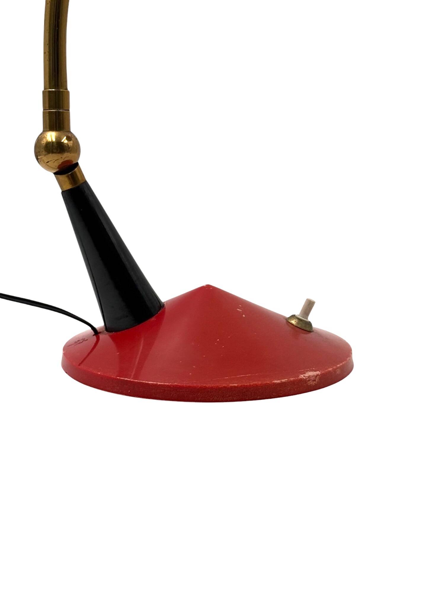 Mid century red desk Lamp, Stilux Milan Italy 1960 ca.
