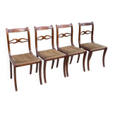 4 chaises en acajou et daim beige style Louis Philippe scandinave