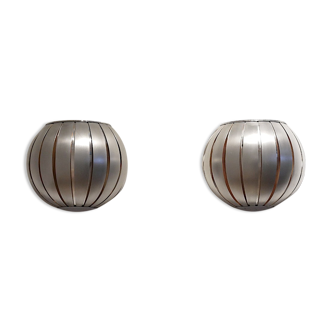 Scandinavian aluminium wall lamps, 1970s