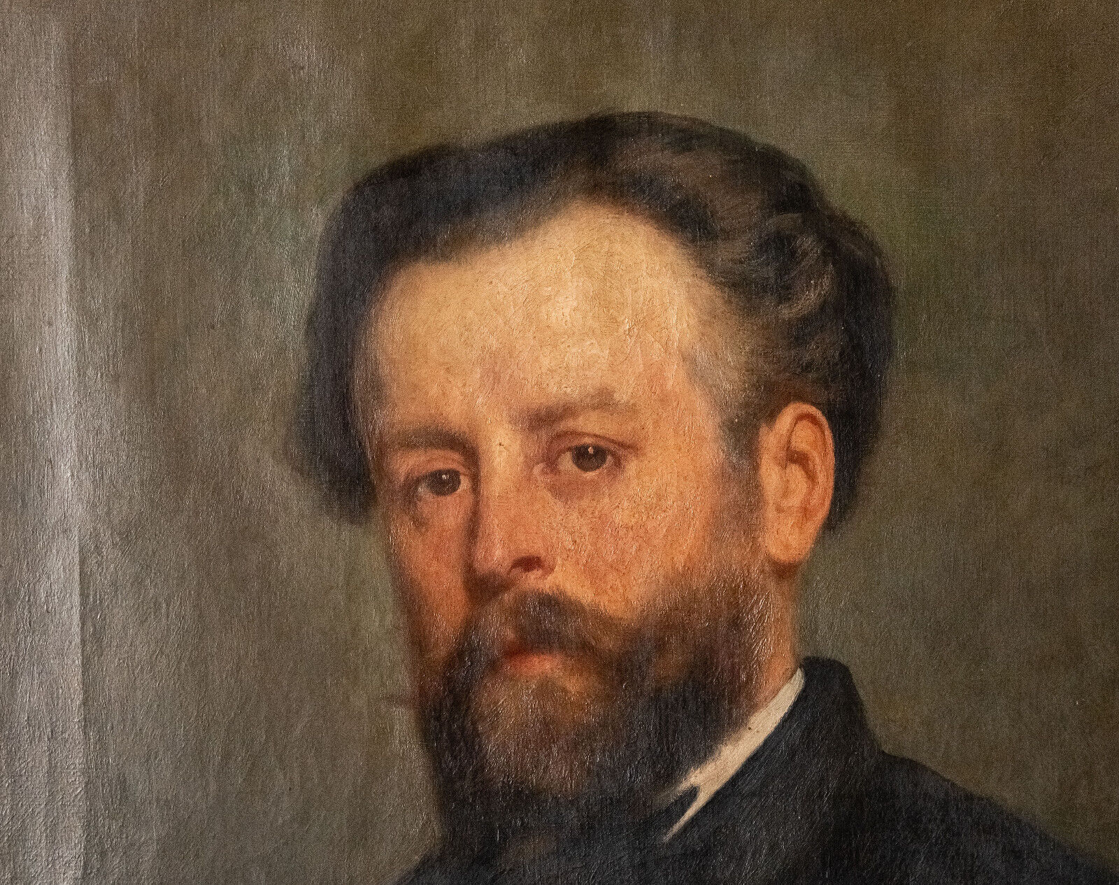 Oil on canvas portrait of bearded man XIXth Stamp Jerome Ottoz H