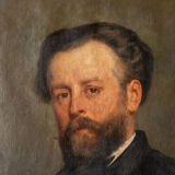 Oil on canvas portrait of bearded man XIXth Stamp Jerome Ottoz H