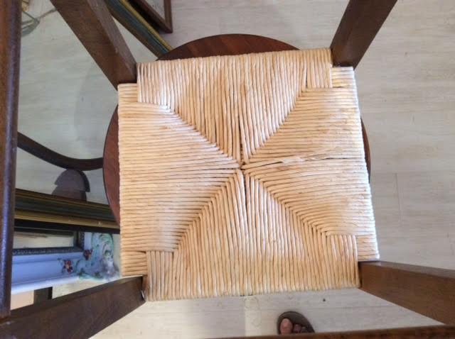 Wooden and straw stool