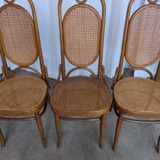 Set of 6 Mid-century Bentwood Cane Dining Chair, Thonet Style, 1970s Yugosl