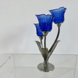 Silver-plated pewter candlestick signed Jean Goardère, 1970