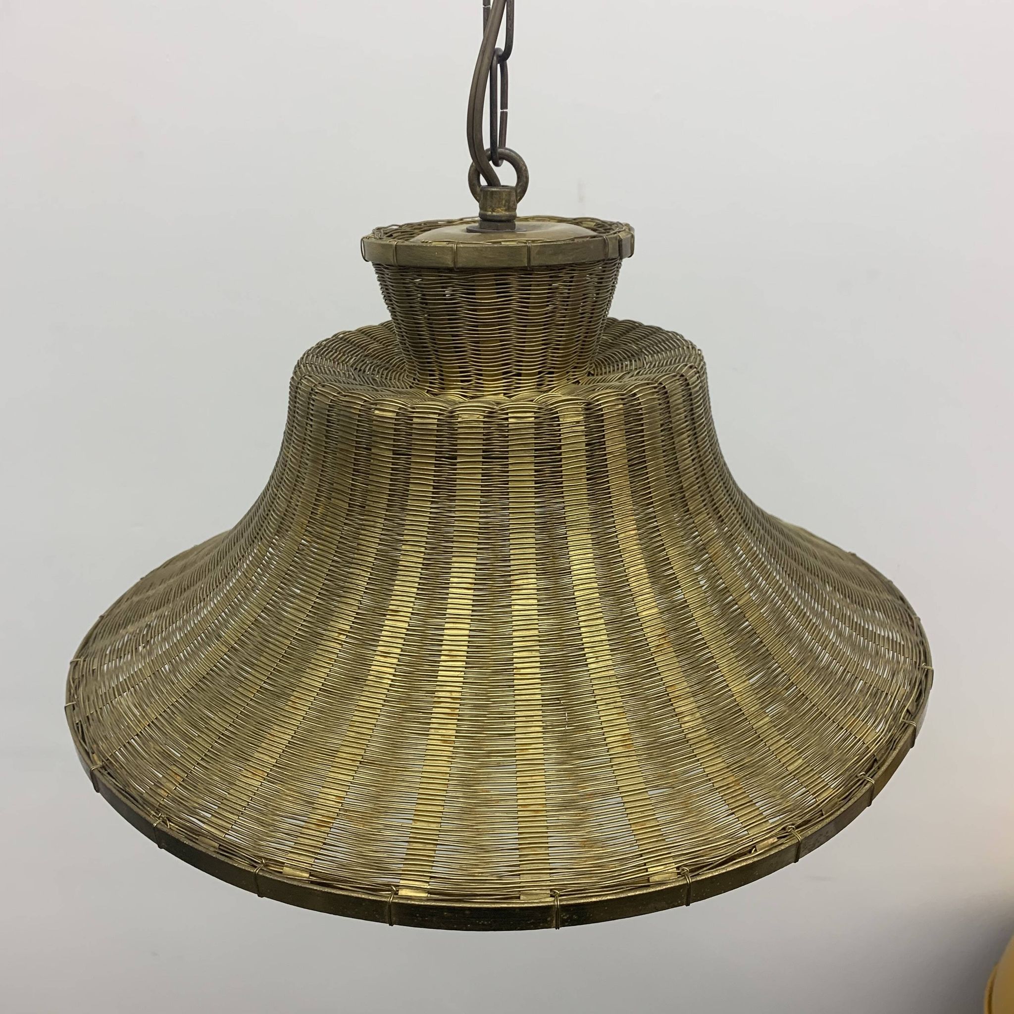 Woven brass wire hanging lamp , 1950s