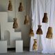 Suspension or lampshade in natural organic teak, tubular, H30 D22.