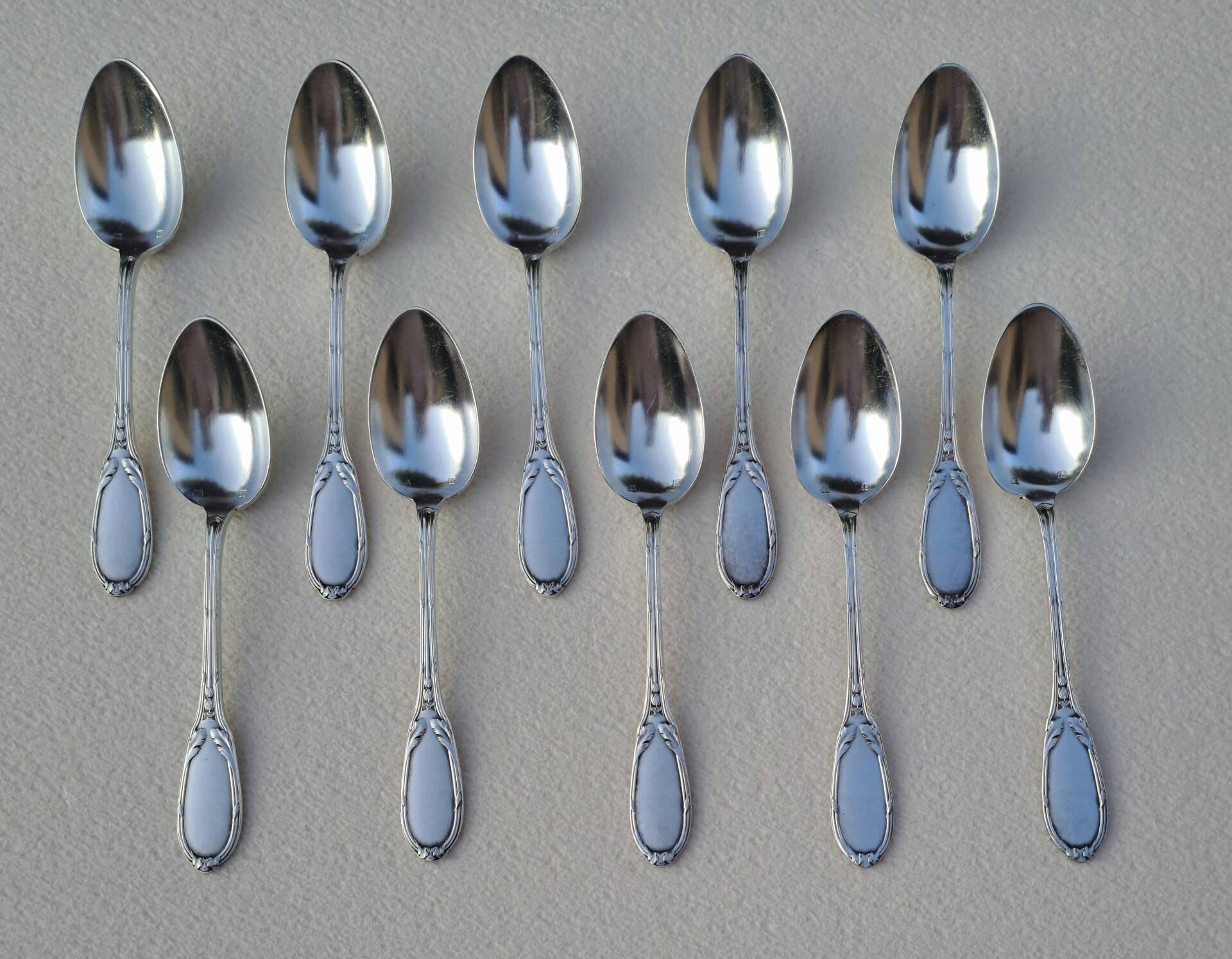 10 small silver-plated metal spoons SF Saglier Frères